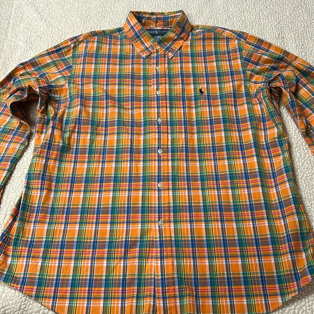 Ralph Lauren Men’s Orange Plaid Button-Down Shirt